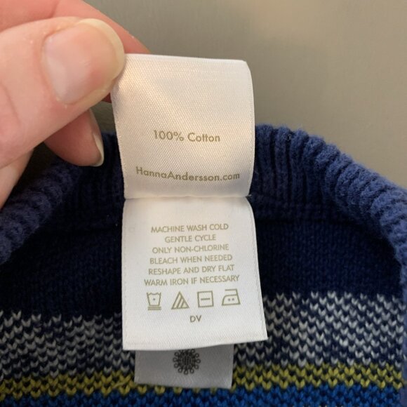 Hanna Andersson 75 12-18 Months Sweater Romper Knit Fair Isle Holiday Trees Navy - Picture 7 of 14